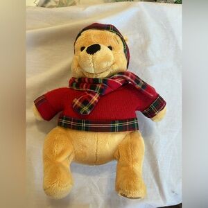 Disney Pooh Bear in Red Sweater and Plaid Accessories
